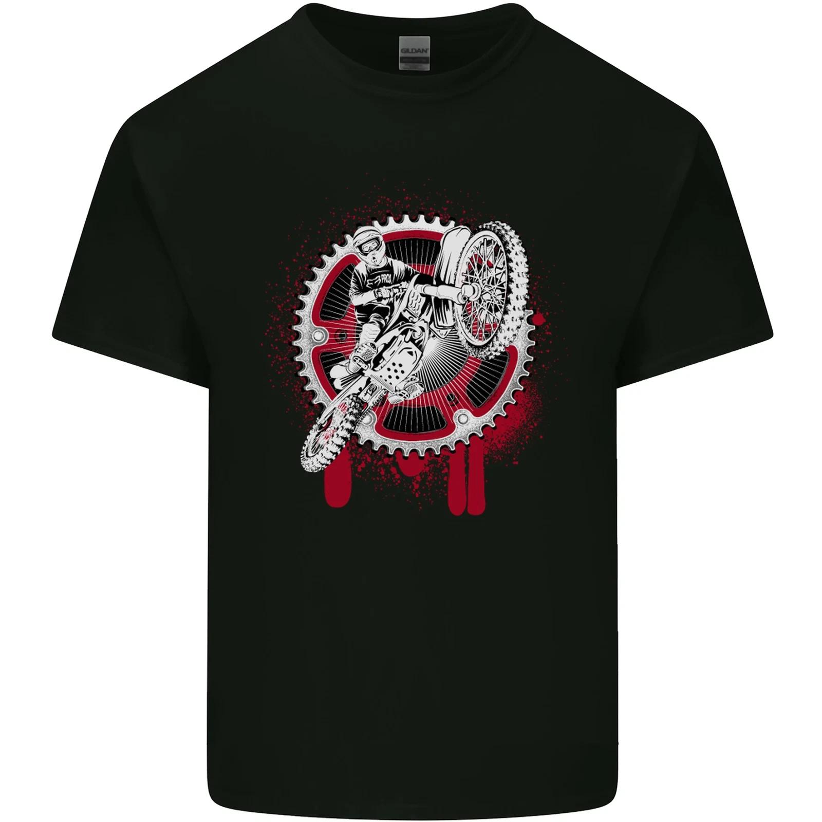 Motocross Bike on a Background of Gears Kids T-Shirt Childrens S