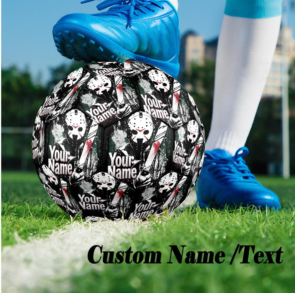 Custom Text Size 5 Soccer Ball, Standard Match Football For OutdoorFriday the 13th Jason Voorhees