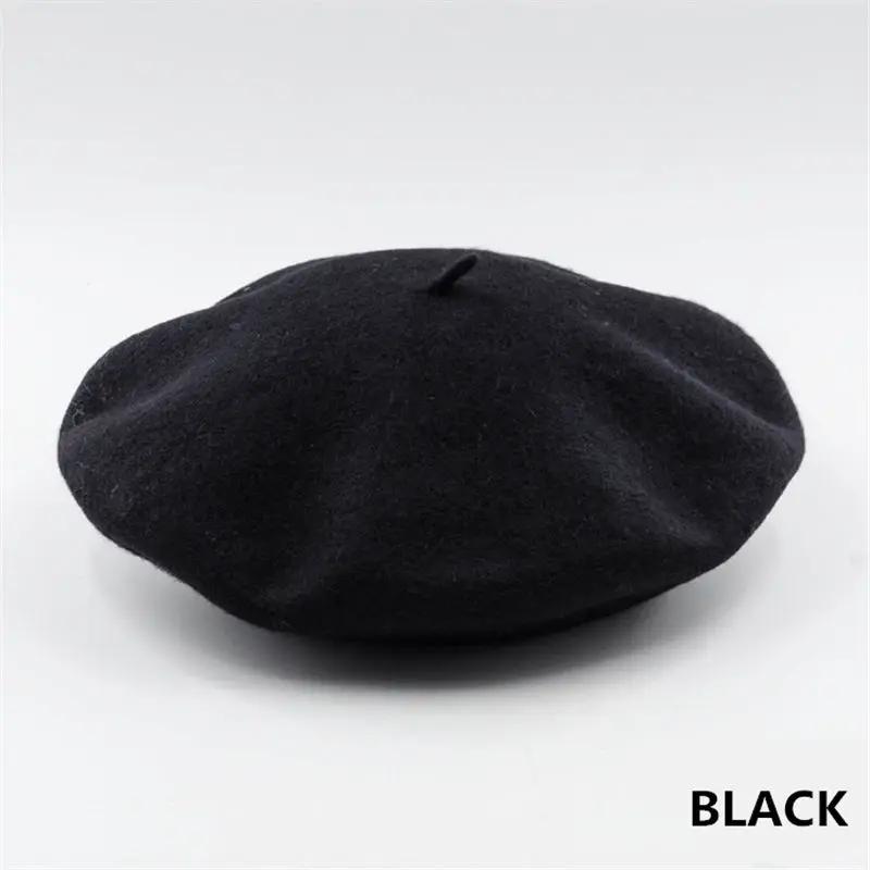 Women Girls Beret French Plain Wool Caps Warm Winter Beanie Hat Vintage Berets Solid Color Elegant Ladies Winter Hats Caps