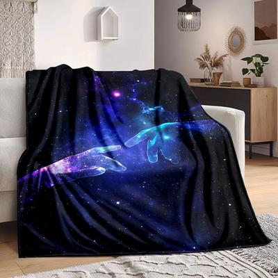 1pc Galaxy Hands Blanket, Lightweight Flannel Throw Blanket for Sofa, Bed, Travel, Camping, Living Room, Office, Couch042