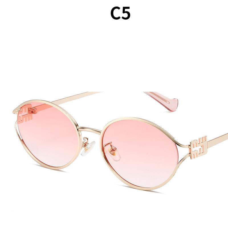 Women's sunglasses, men's and women's fashion round-frame metal sunglasses