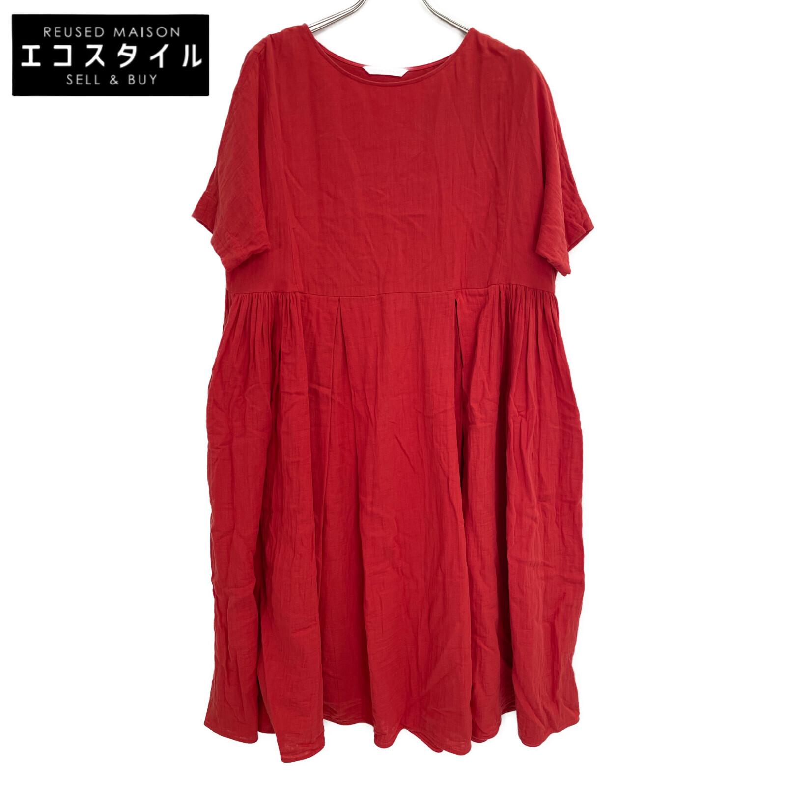 

PLAIN PEOPLE Red 100% Cotton Double Volume One Piece dress 2 RedUsed