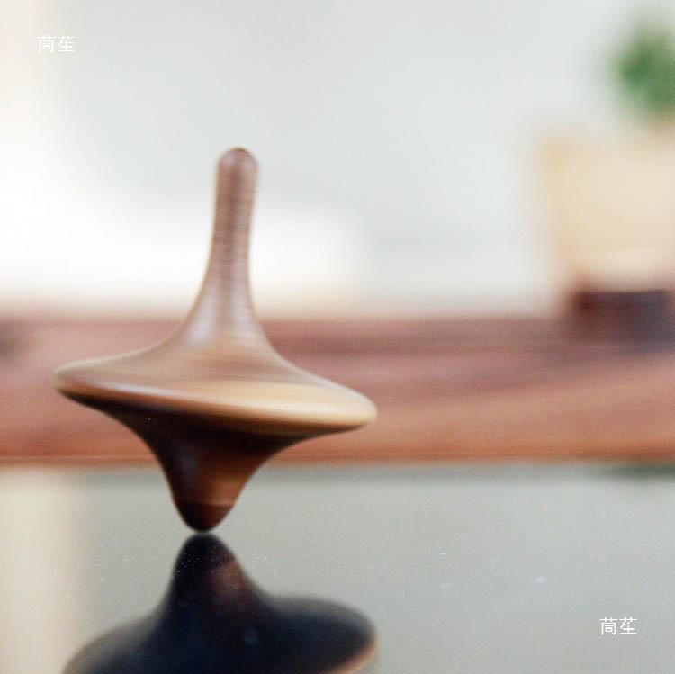 Black Walnut & Beech Wood Spinning Top Toy - Elegant Wooden Gift