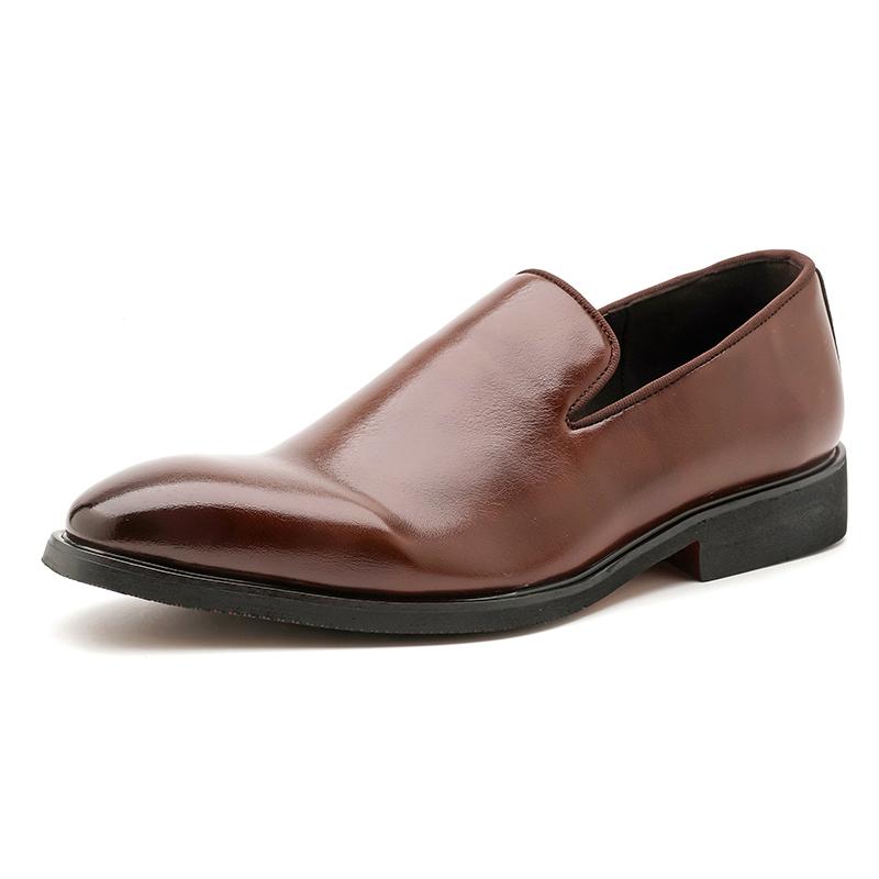 New Men's Pointed Patent Leather Dress Business Casual Shoes Male Black Brown Loafers Wedding Dress Homecoming Footwear