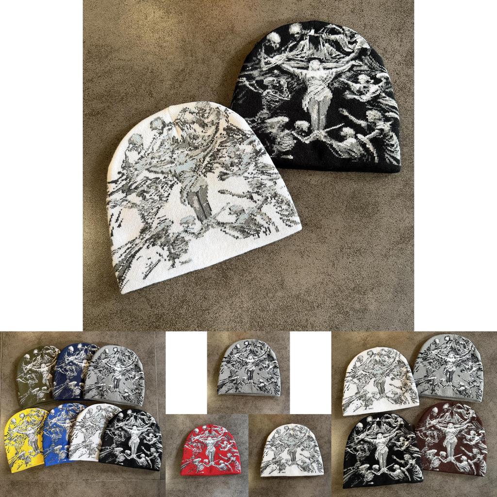 Y2k Street Fashion Knitted Hat With Thermal Acrylic Fabric For Winter And Fall Use