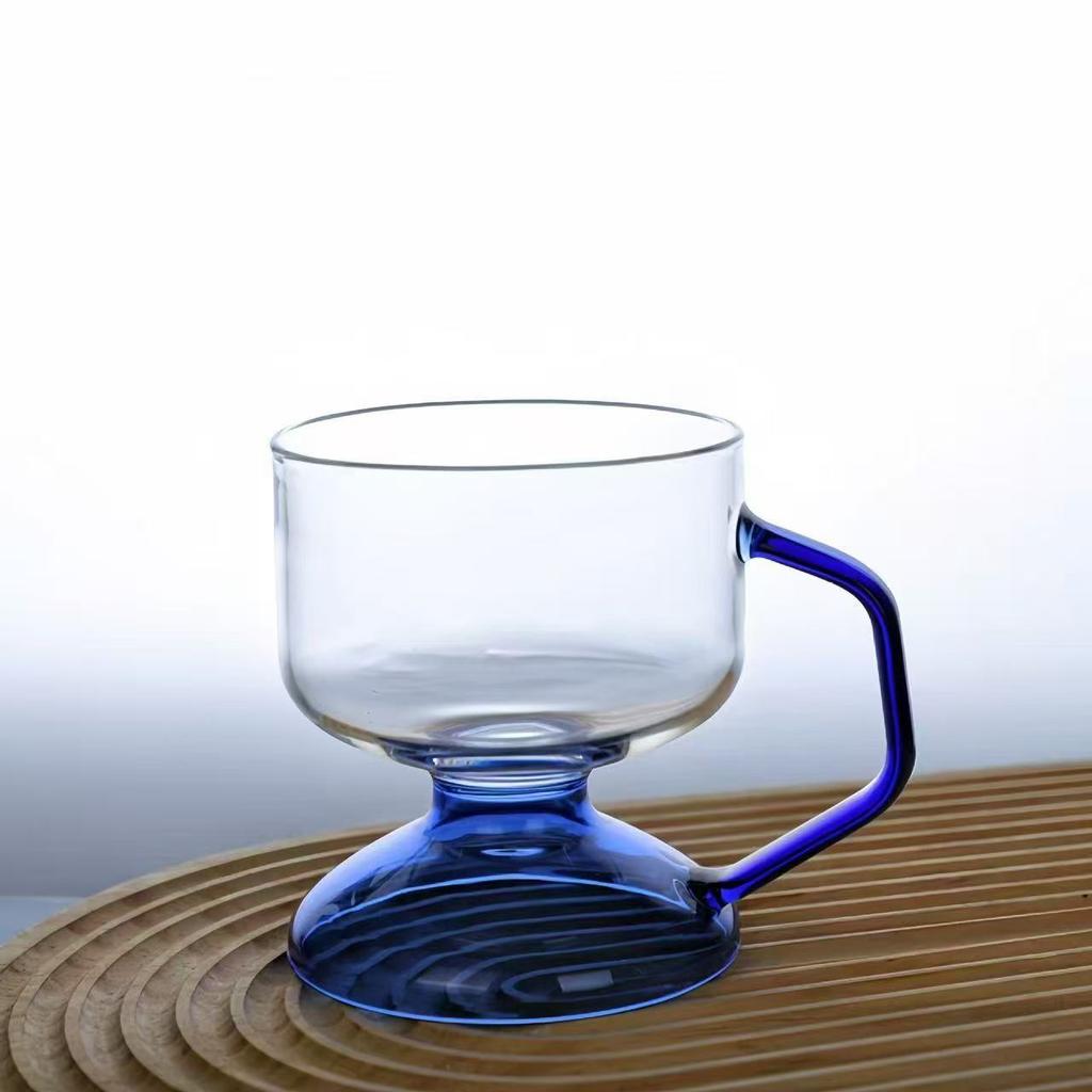 Thickened color handle glass transparent borosilicate glass breakfast cup household niche tall coffee cup
