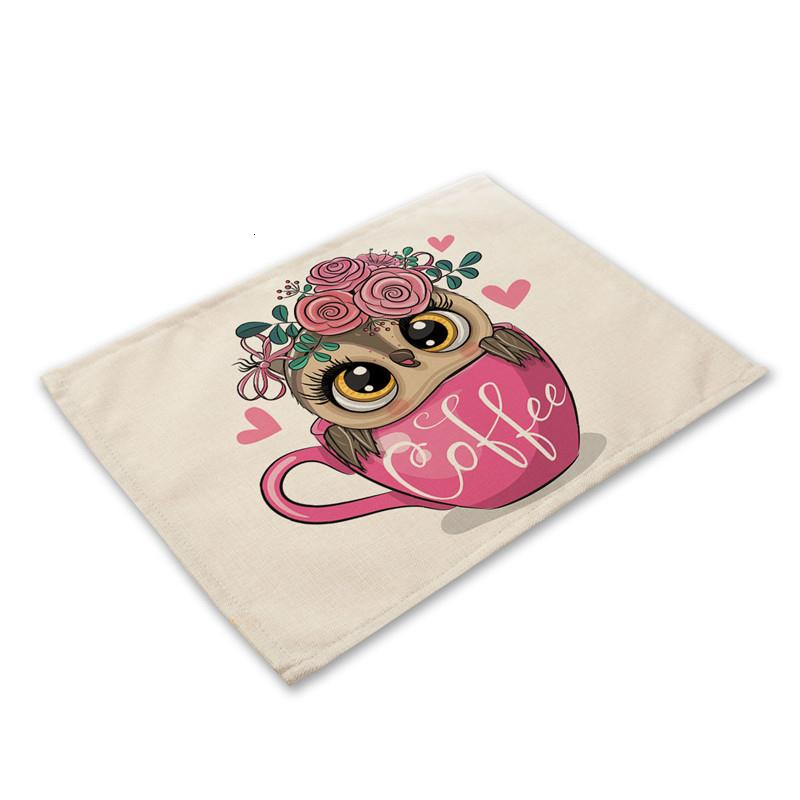 

45*30cm Kawaii Cartoon Owl Pattern Kitchen Placemat Linen Dining Table Mats Coaster Pad Bowl Cup Mat for Home Decor 2pcs 30x45cm