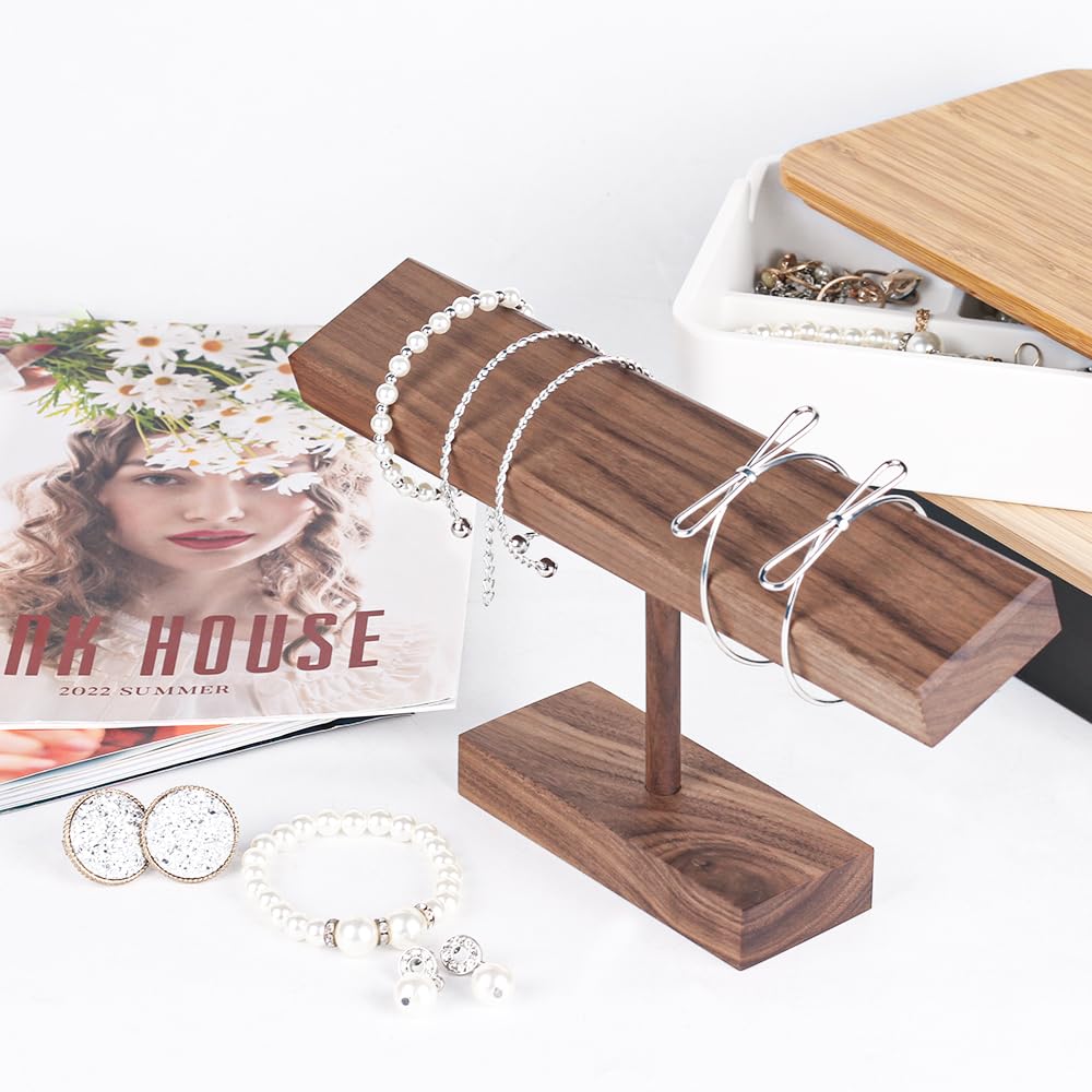 Baskiss Luxury Wooden Watch Stand, Watch Display and Storage for 2-4 Watches, Walnut