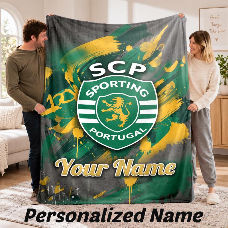 Sporting CP Personalized Flannel Blanket Custom Name Text Soft Throw Blanket Home Decor