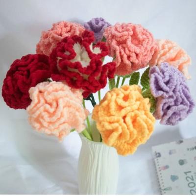 Creative Wool Carnation Bouquet Hand Crocheted Colorful Crocheted Flower Handmade Bouquet Gift