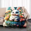 3D Cartoon rabbit pattern printed blanket for living room bedroom home decor children's room bed blanket picnic blankets Luxury
