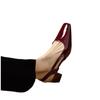 Fashion square toe high heels sandals women japanned leather slingback summer shoes ladies party shoes sandalias de mujer verano 2025