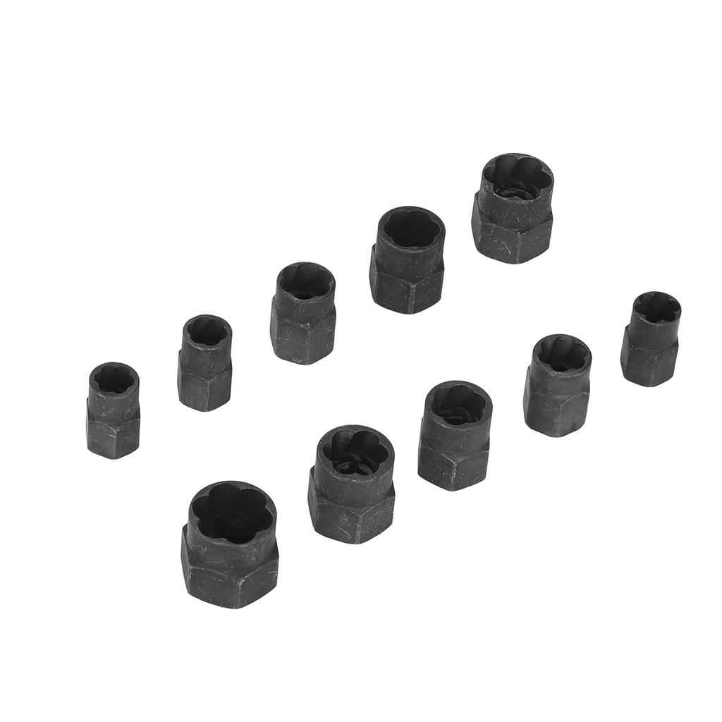 10Pcs Nut Remover Set Stripped Lug Bolt Broken Screw Extractor Hex Socket Tool Multiple Sizes