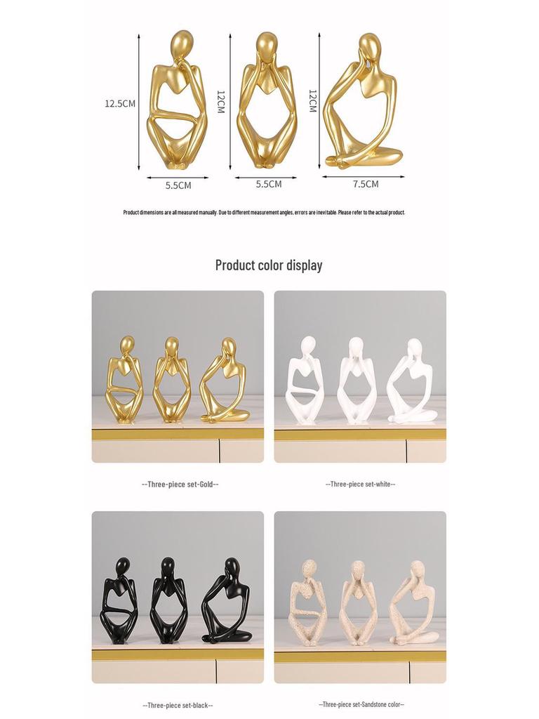 Cross-border Mini Figure Sitting Posture Resin Ornaments Set for Home & Office Decor