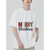 Merry Christmas T Shirt Black Plaid and Polka Dot Print Merry Christmas Text Holiday Party Wear