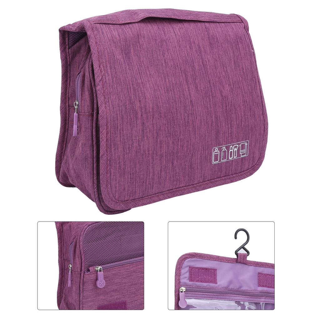 Make Up Bag LargeCapacity Travel Pouch MoistureProof Portable DustProof Storage Handbag(Purple )