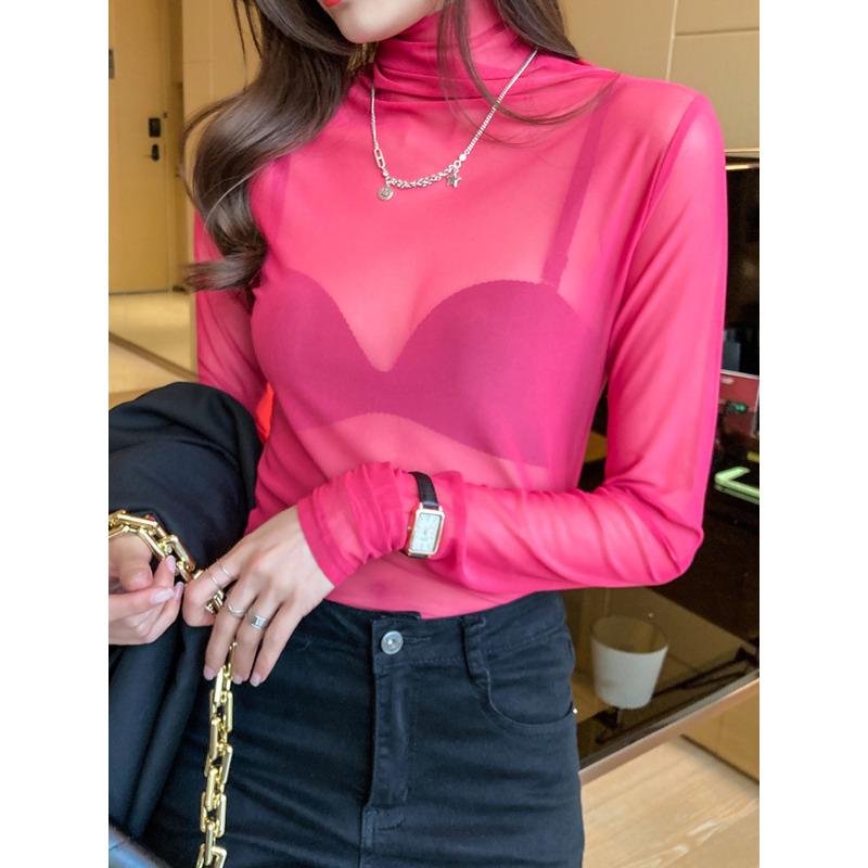 Autumn and Winter New Single-layer Turtleneck Long-sleeved Bottoming Shirt Women's Inner Slim-fit Pullover T-shirt Top