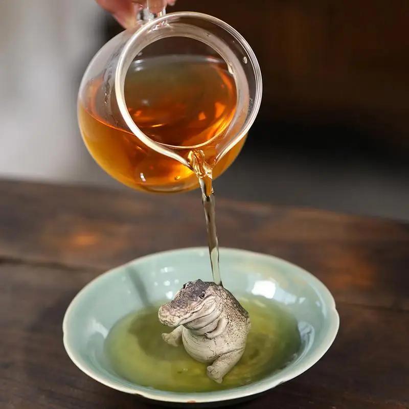 1pc Fat Alligator Tea Petting Little Crocodile Tea Pet Ornaments Handmade Tea Ceremony Tea Play Financial TeaTable Gift