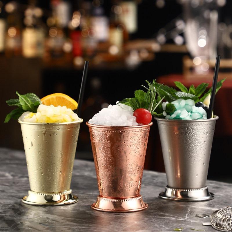 JUSTINLAU 350ML Mint Julep Cup Stainless Steel Martini Mojto Mug for Cocktails and Whiskey Mixed Drinks Mug Party/Bar Beer Glass