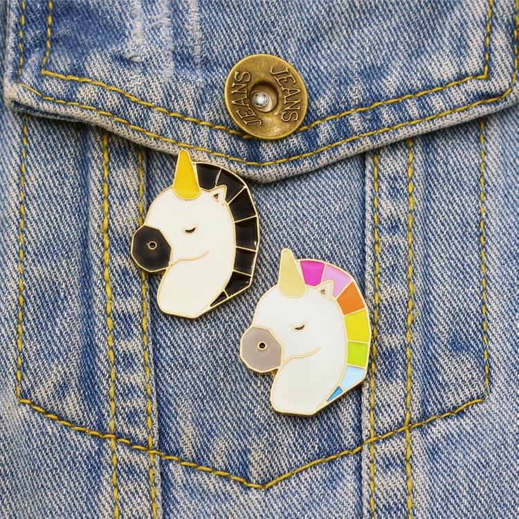 Unisex Cute Cartoon Brooches Elegant Cartoon Animal Horse Head Breastpin Birthday Xmas Gift