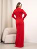 Red Angora Golf Dress with Side Slit ISSA PLUS