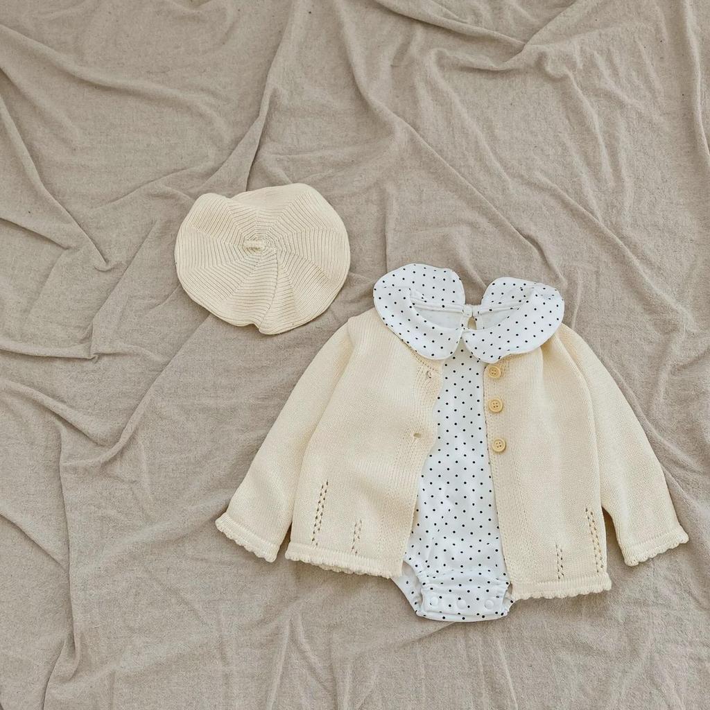 2025 Autumn Sweet Knit Cardigan for Girls, Ages 0-3: Round Neck Cotton Sweater