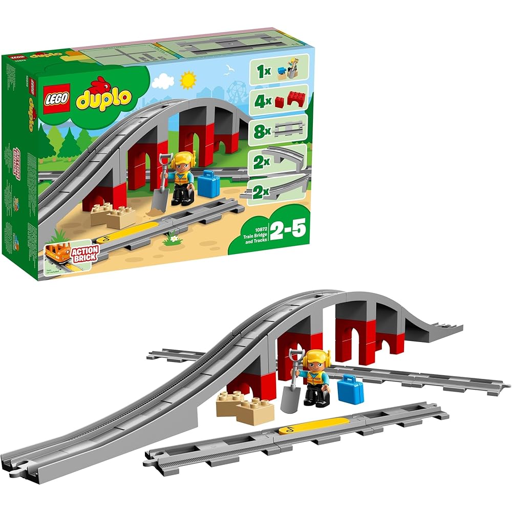 LEGO DUPLO Train Bridge and Track Set Educational Toy for Kids Ages 1.5 to 5 Years