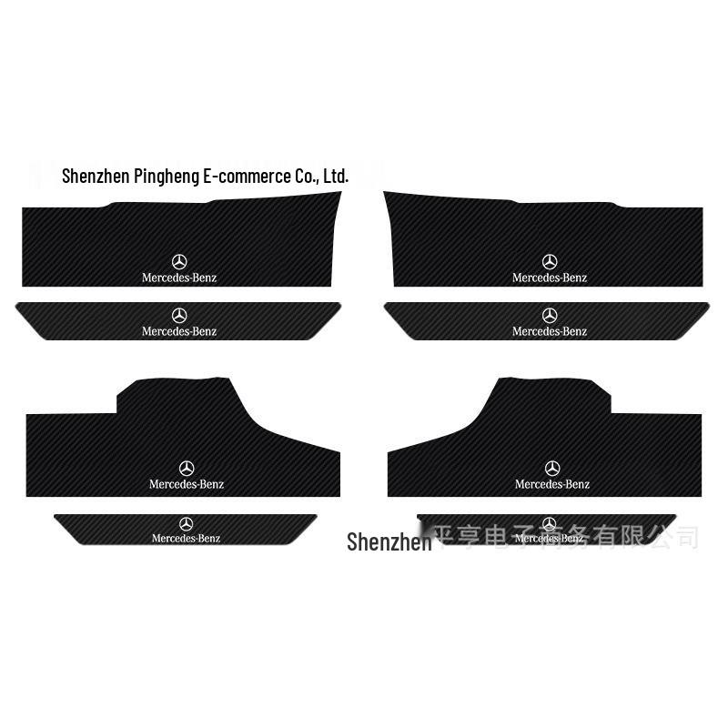 RX Carbon Fiber Leather Car Door Anti-Kick and Anti-Scratch Protective Sill Sticker
