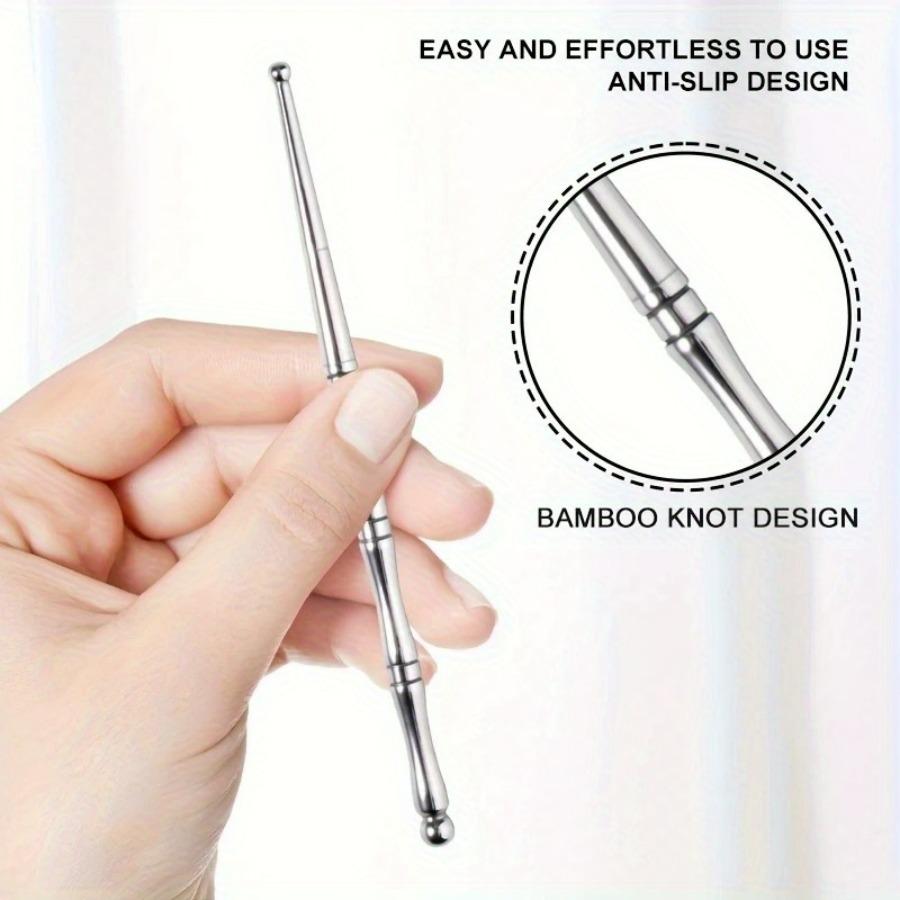 3Pcs Stainless Steel Massage Pen Set, Double-Headed Acupressure Tool for Face Neck Body, Ergonomic Portable Self-Care Kit