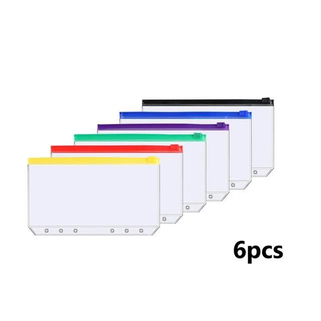 

Карманы для папок A6 с 6 отверстиями на молнии Карманы для папок Водонепроницаемые ПВХ Конверты для денег Бюджетная сумка для блокнота Планировщик