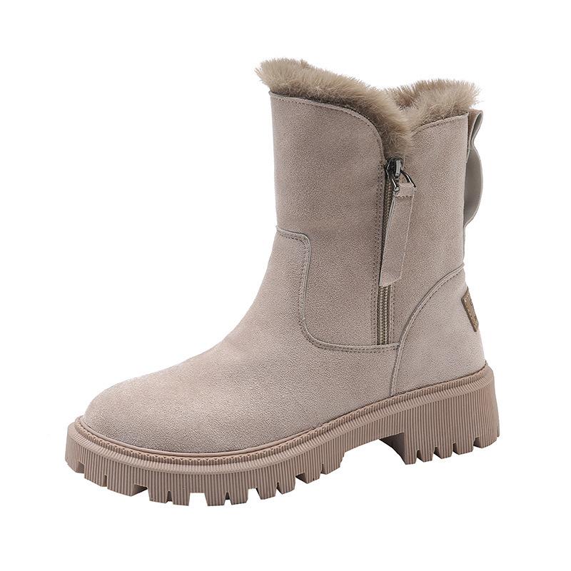 

Large size Martin boots autumn and winter, new casual boots piled and thickened warm medium tube Northeast snow cotton women 42 абрикосовий