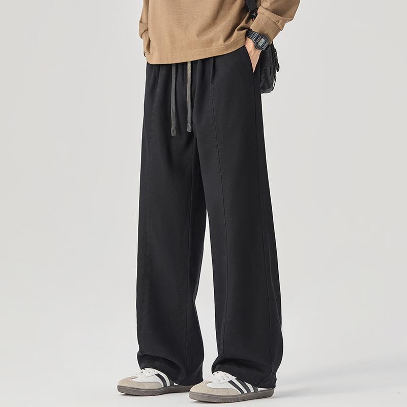 Anyang Lyocell Loose and Breathable Men's Casual Pants Fashionable Solid Color Autumn and Winter Trend Loose and Versatile Straight Tube