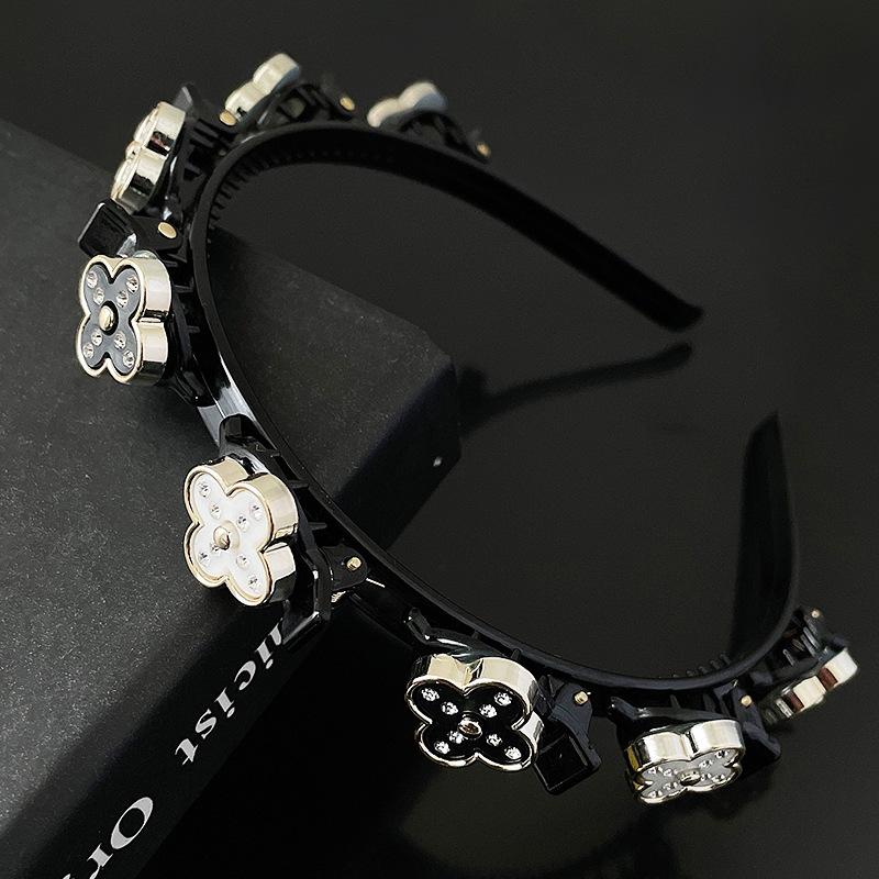 New Women Vintage Pearls Rhinestone Flower Braided Hairband Double Bangs Hairstyle Hair Clips Fashion Hair Accessories