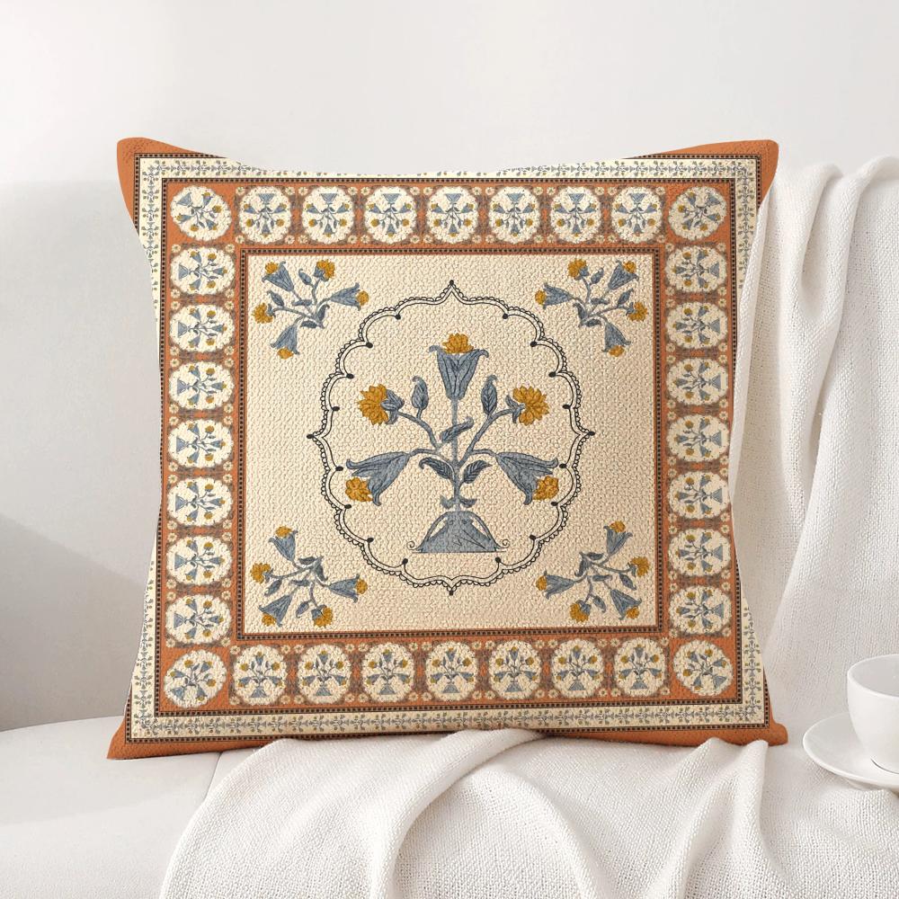 Retro Roman Pattern Cushion Cover Natural Linen Organic Fabric Double-Sided Printing Sofa Home Decor Gift Pillow Cover