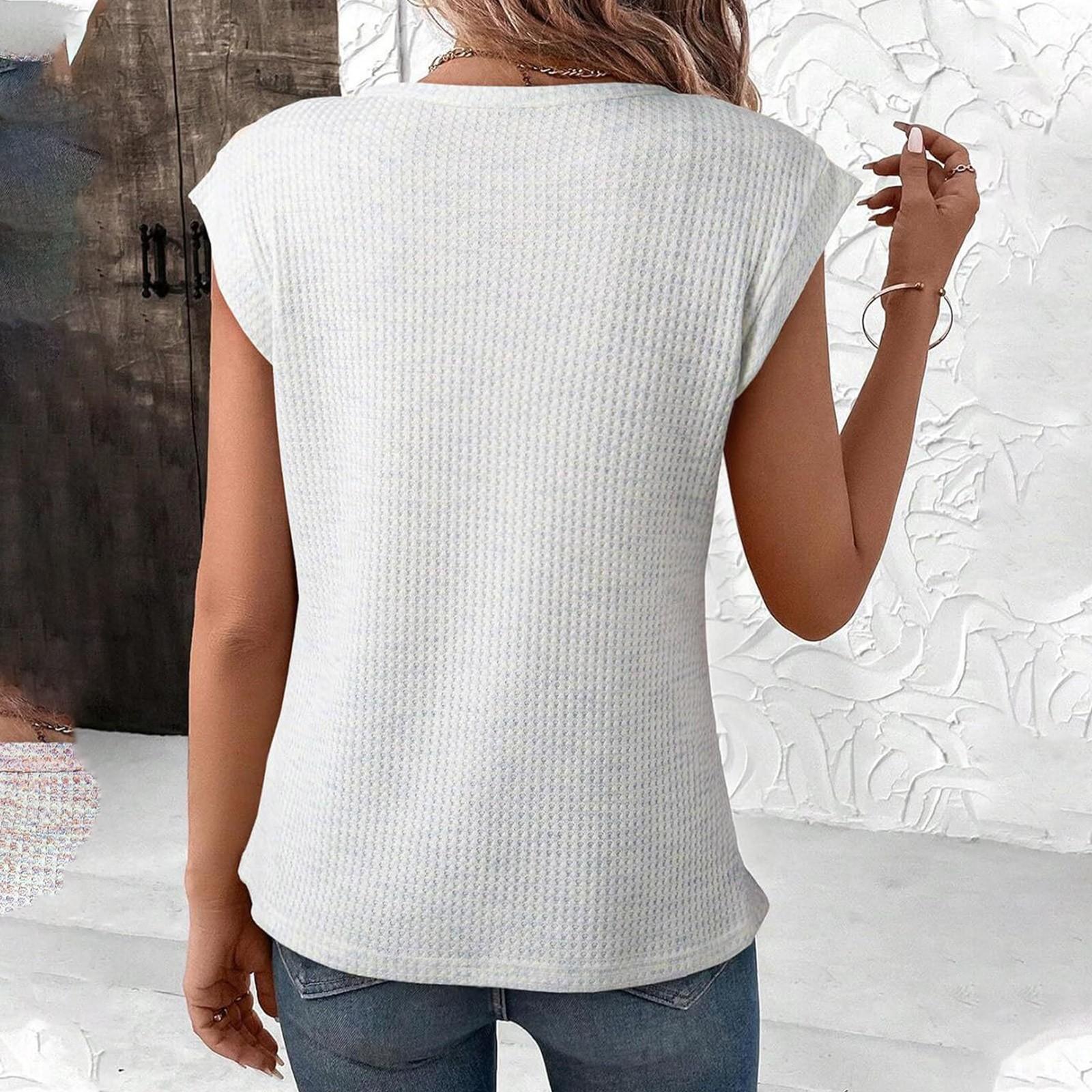 

Fashion Round Neck Solid Color Loose Short Sleeve Ladies Top XXL бежевий