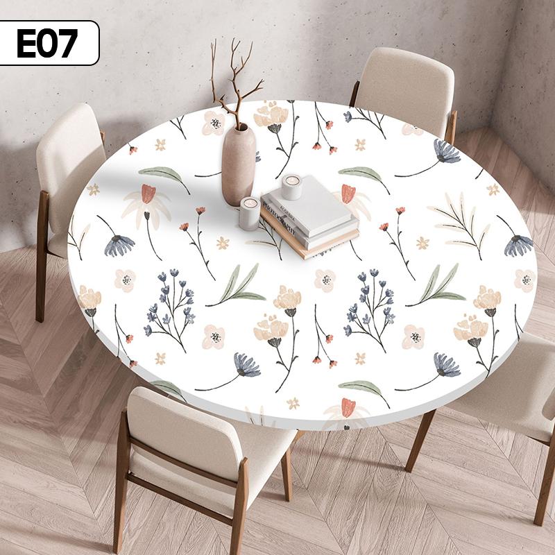 60/90/100/120Cm Round Table Cover Waterproof Oil-Proof Tablecloth Elastic Kitchen Dining Wedding Party Table Cover Home Decor