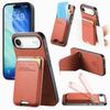 For iPhone Air Case Cloth Texture Leather+PC+TPU Phone Cover with Card Holder Kickstand