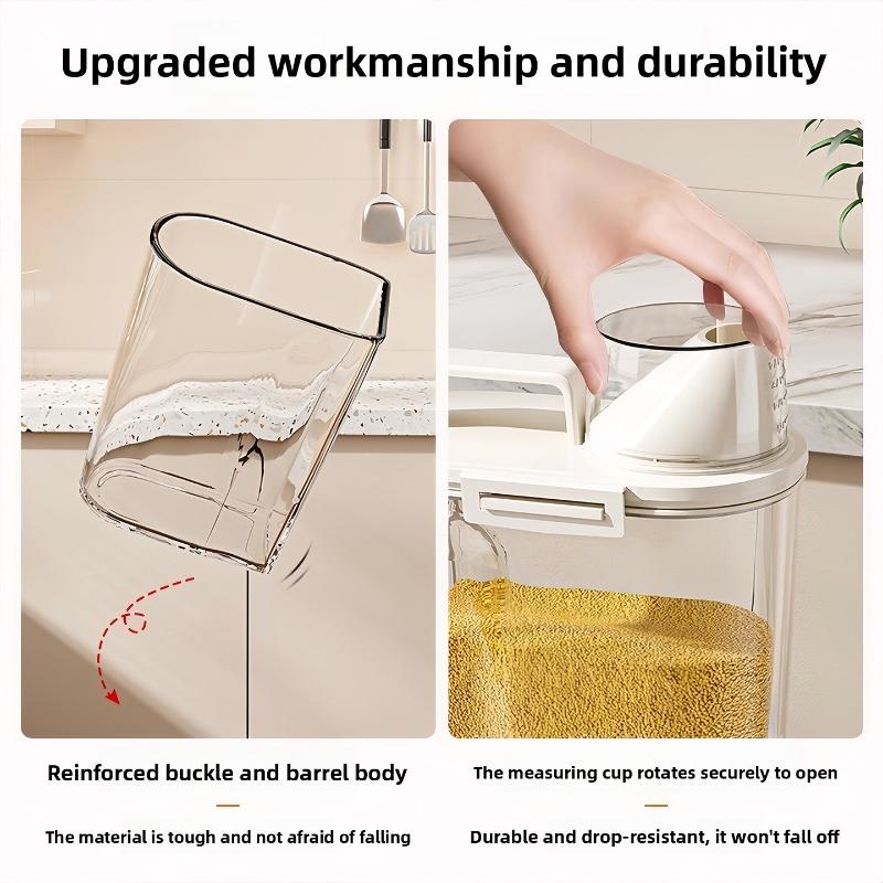 Mixed Grain Canned Rice Bucket, Household Moisture-proof Sealed Flour Storage Container, Flat-bottomed Bucket for Storage and Organization