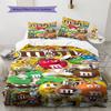M&M's Muster Bettwäsche, Steppbett Set Bettbezug Kissenbezug Zuhause Geburtstagsgeschenk (1 Bettbezug + 2 Kissenbezüge, ohne Füllung)