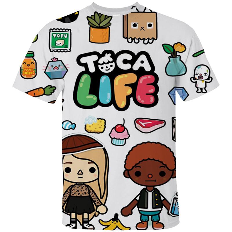Maglietta Toca Life World 3D Anime Toca Boca Stampa 3D T-shirt Moda Bambino Magliette Oversize Top Magliette Magliette Vestiti