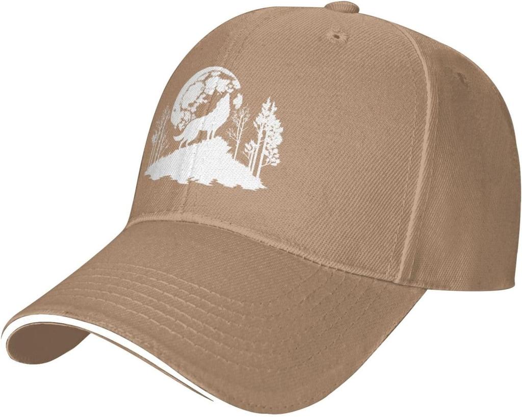 Wolf Howling Moon Landscape Baseball Cap Adjustable Polyester Casual Four Seasons Unisex Headwear