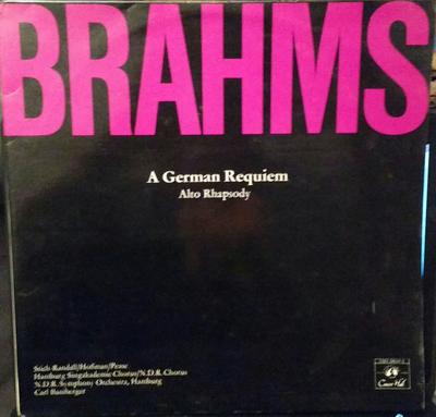 LP Record JOHANNES BRAHMS  A German Requiem  Alto Rhapsody SMS2860 Concert Hall 1975 UK Classical Used