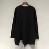 New Autumn and Winter Loose Irregular Slit Mid-length Bottoming Long-sleeved Solid Color T-shirt for Women