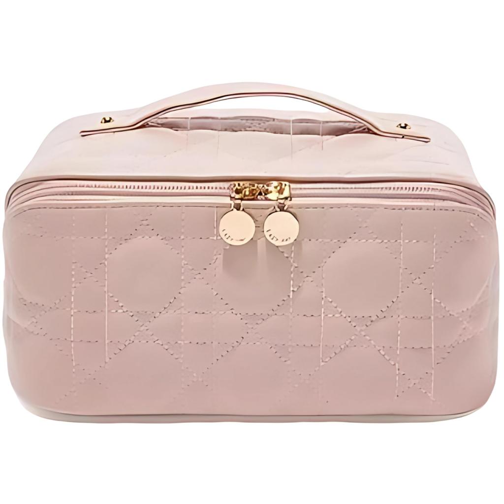 Mellbo Makeup Large Vanity Makeup Pouch for TPU Brush Braided Waterproof PU x 11 Pink Pouch, Capacity, Travel, 180° Opening, Storage, Design, Soft,