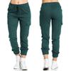 Solidne damskie spodnie Cargo Jogger z wieloma kieszeniami sznurek w pasie damskie spodnie sportowe Streetwear Casual długie spodnie