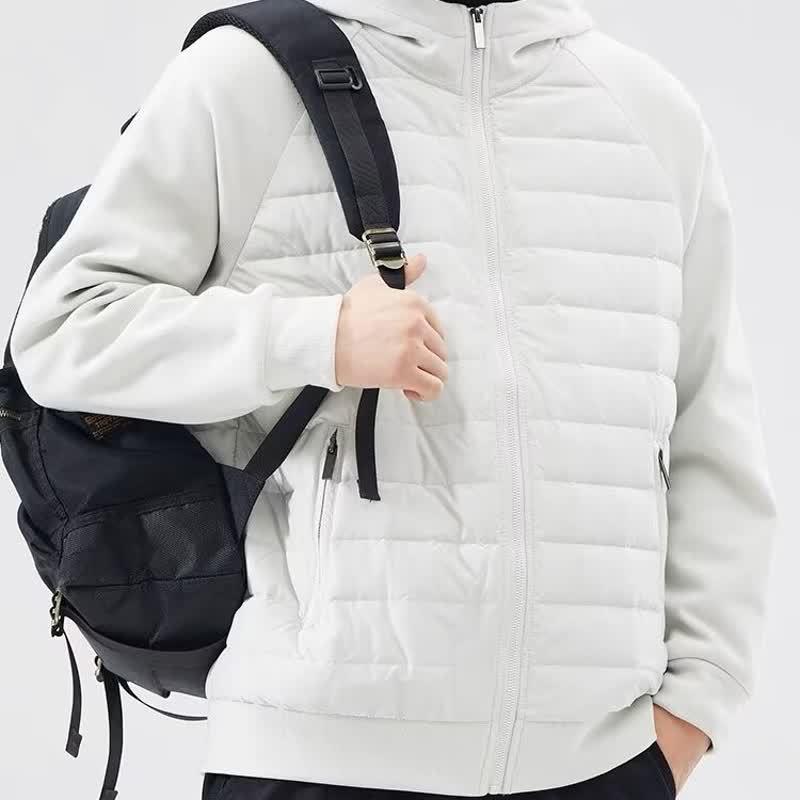 Veste à capuche patchwork pour homme, Automne/Hiver 2025: Manteau d'extérieur en coton tendance et polyvalent - Haut décontracté chaud et coupe-vent