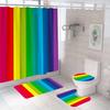 Colourful Rainbow Cube Shower Curtain Set And Bath Rugs Set Vibrant Pattern Bathroom Shower Curtains Set For Bathroom Home Decor