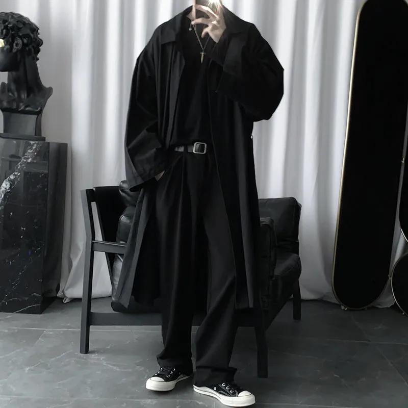 Autumn and Winter Windbreaker Jacket Men's Hong Kong Style Jacket Loose Coat
