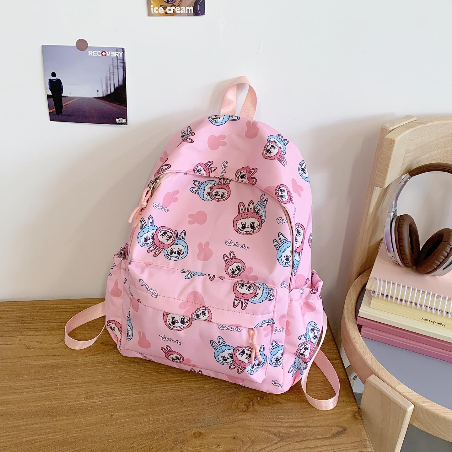 New printed casual large capacity lightweight student backpack unisex trendy bag simple and versatile model розовый