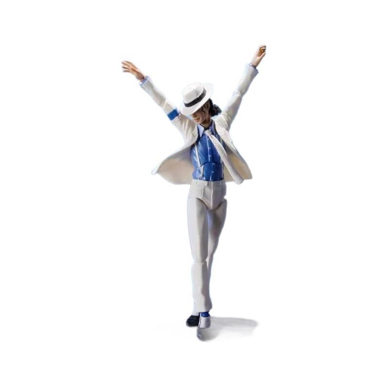 Michael Jackson Moon Walk Action Figure 14cm Vestiti Bianchi Decorazione da Scrivania Giocattolo Regalo di Natale a Sorpresa Per Collezionisti